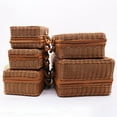 thumbnail image 1 of SPRING PARK Woven Rattan Organizer Sorter Basket Storage Box Case Holder Handmade, 1 of 6