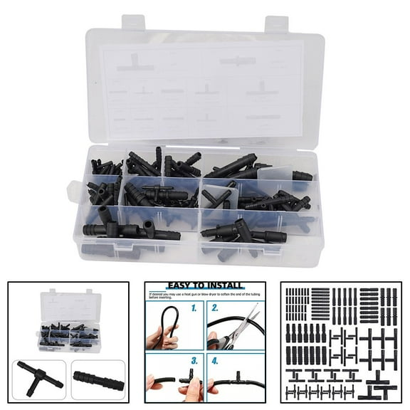 SPRING Professional Grade Vacuum Connector Assortment for Automotive Tubing 115PCS