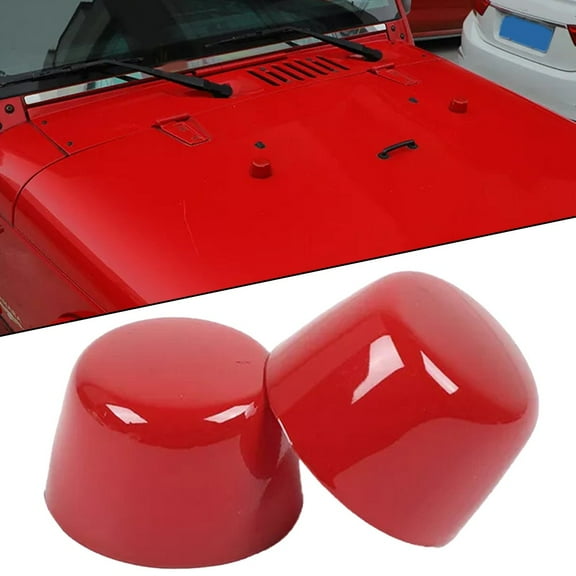 SPRING Red Hood Cover Sticker Rubber Headgear Trim For Jeep for Wrangler JK 2007-2017 2pcs