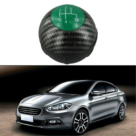 SPRING Replacement Gear Shift Knob For Fiat 500 Ergonomic Design Easy Installation For 2012 To 2018 Models Carbon Fiber Green Finish