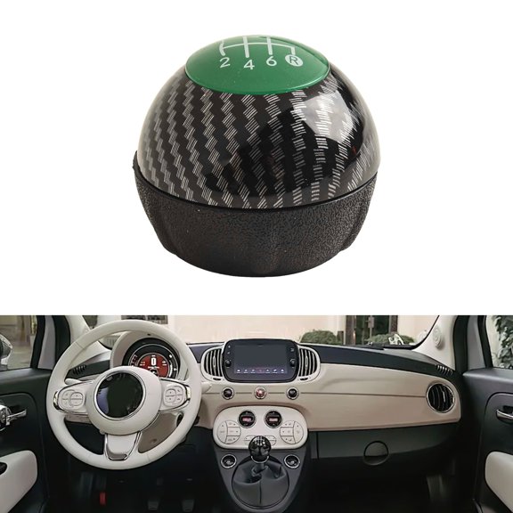 SPRING Replacement Gear Shift Knob For Fiat 500 Ergonomic Design Easy Installation For 2012 To 2018 Models Carbon Fiber Green Finish