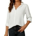 thumbnail image 1 of SPRING SEAON Women's Button Down Shirt Long Sleeve Classic Collared Tops Work Office Casual Chiffon Blouse, 1 of 6