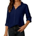 thumbnail image 1 of SPRING SEAON Womens Button Down Shirt Long Sleeve Classic Collared Tops Work Office Casual Chiffon Blouse, 1 of 5