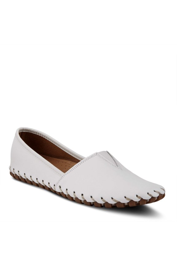 Spring Step Women's Kathaleta Premium Leather Slip-On Moccasin Shoes – Comfortable Flat Ladies Shoes with Removable Insole, Rubber Sole & Elegant Stitch Detailing