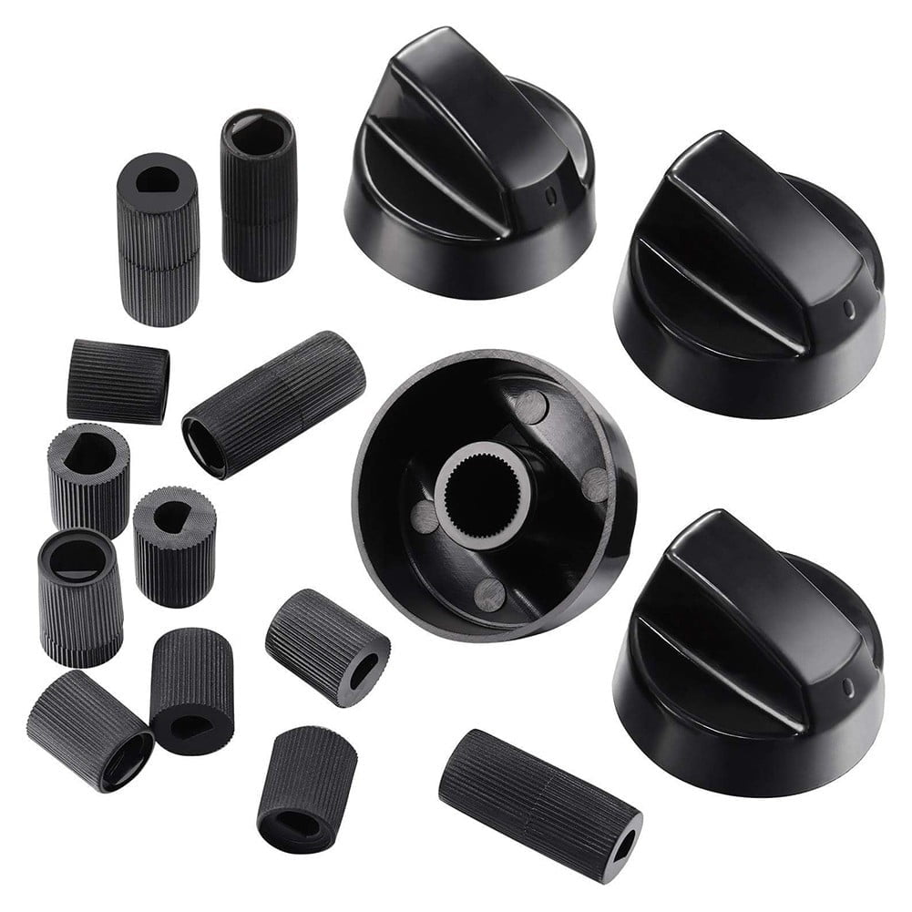 Black Universal Oven Control Knobs with Adapters, 4-Pack