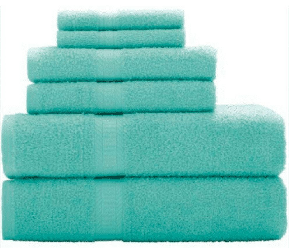 SPRINGFIELD LINEN 6 Piece Set Bath Towel Aqua Color 2 BATH TOWEL, 2