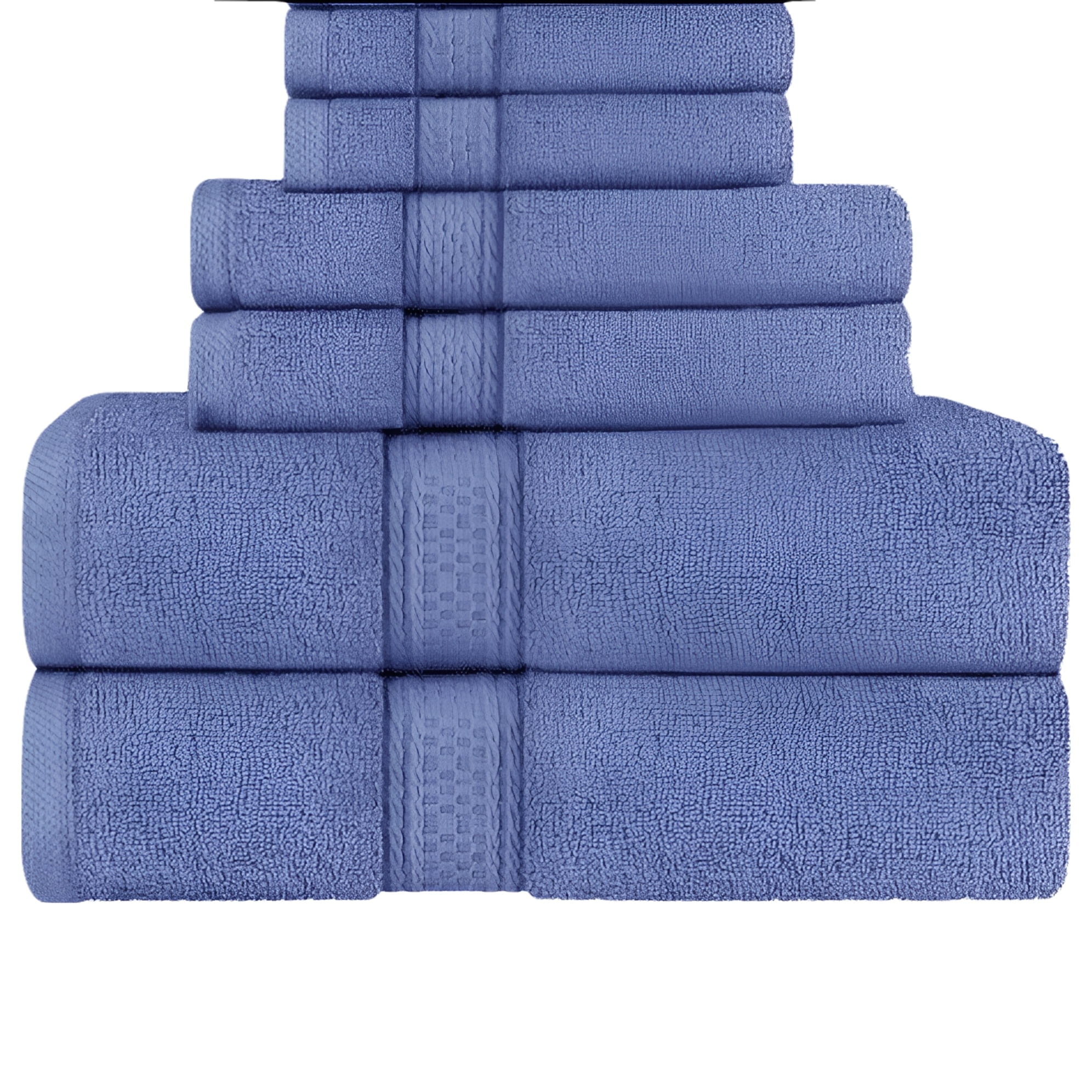 KAHAF COLLECTION 6 Piece Towel Set Blue – 100% Ringspun Cotton Soft & Highly Absorbent–Includes 2 Bath Towels, 2 Hand Towels & 2 Washcloths – Quick Dry, Durable and Luxurious Bathroom Essentials - Walmart.com