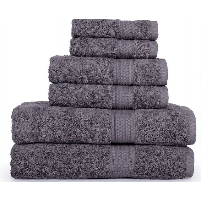 SPRINGFIELD LINEN 6 Piece Set Bath Towels Grey Color 2 BATH TOWEL, 2 ...