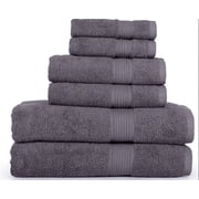 Springfield Linen 6 Piece Cotton Bath Towel Set - 2 Bath Towels, 2 Hand Towels, 2 Washcloths, Grey
