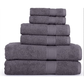 KAHAF COLLECTION 6 Piece Towel Set Gray – 100% Ringspun Cotton Soft & Highly Absorbent – Includes 2 Bath Towels, 2 Hand Towels & 2 Washcloths – Quick Dry, Durable, and Luxurious Bathroom Essentials