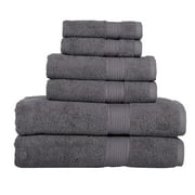 KAHAF COLLECTION 6 Piece Towel Set Gray – 100% Ringspun Cotton Soft & Highly Absorbent – Includes 2 Bath Towels, 2 Hand Towels & 2 Washcloths – Quick Dry, Durable, and Luxurious Bathroom Essentials