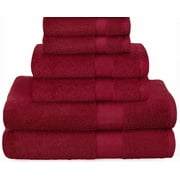 SPRINGFIELD LINEN 6 Pieces Set Towel BURGUNDY 2 BATH TOWELS, 2 HAND TOWELS AND 2 WASHCLOTHS