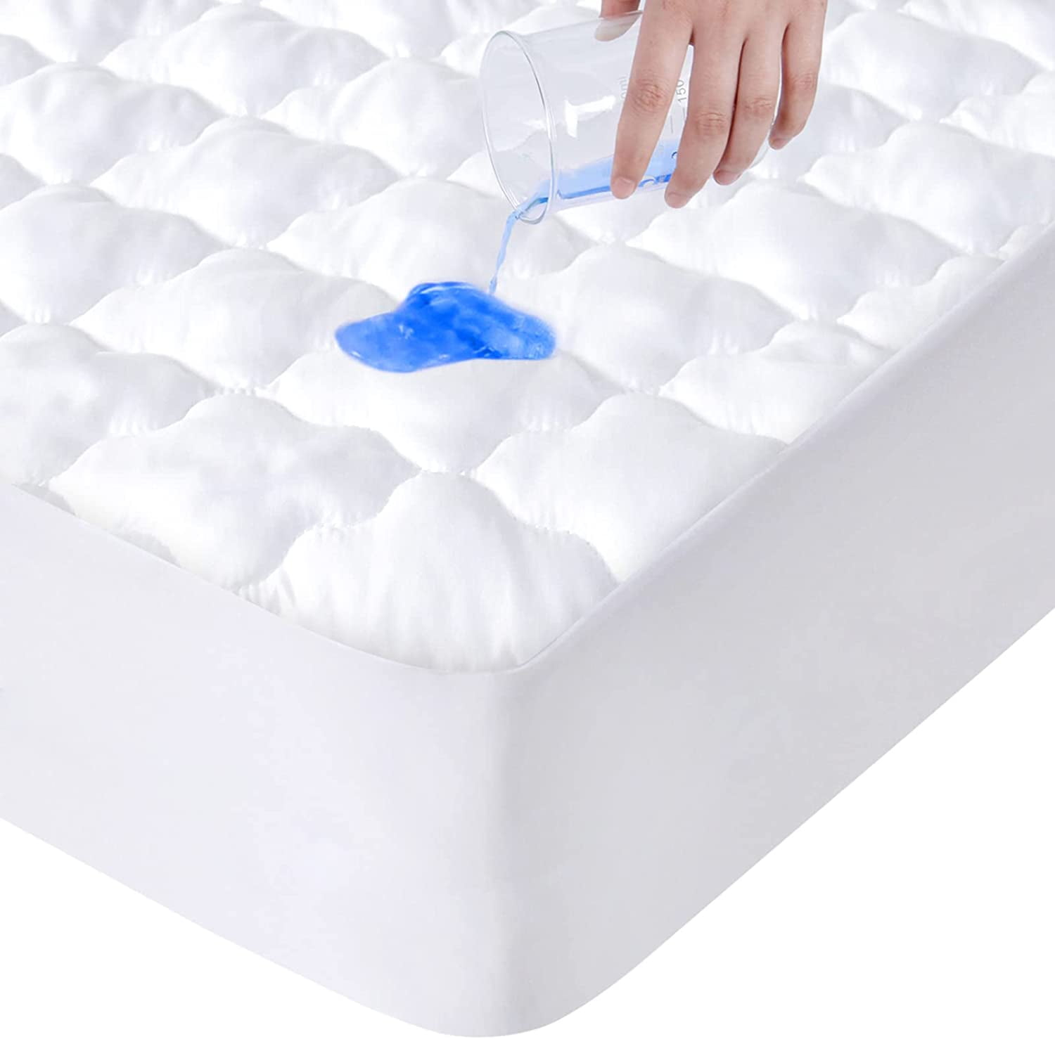 White Quilted Waterproof Queen Mattress Protector Pad