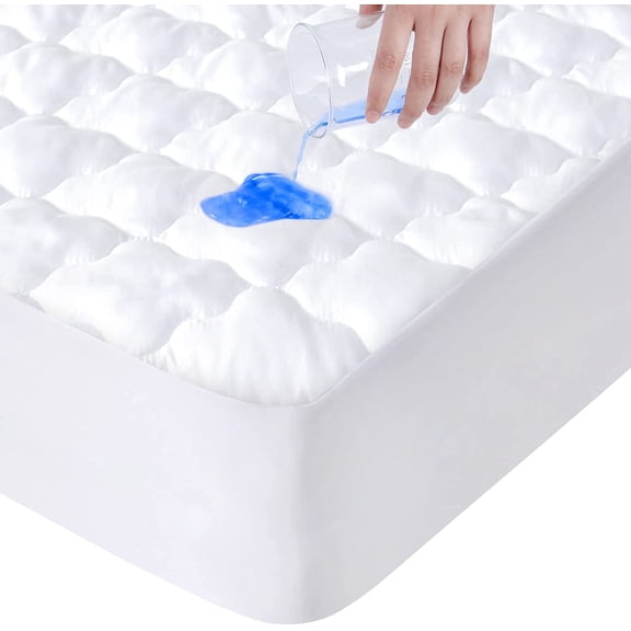 SPRINGSPIRIT Twin Extra Long (XL) Waterproof Mattress Pad, Cooling Twin XL Mattress Protector Cover for College Dorm, Breathable & Noiseless Twin XL Mattress Fitted with Deep Pocket to 14" Depth