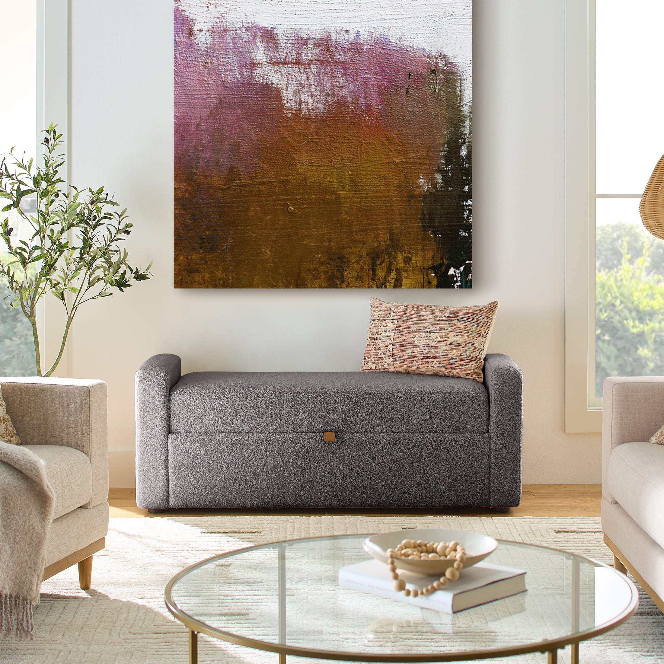 Better Homes & Gardens Springwood 55.12" Storage Bench, Truffle Brown - Walmart.com
