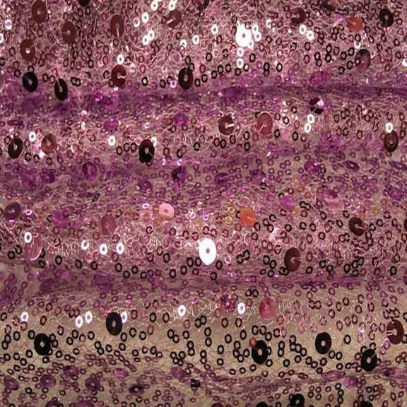 SPRINKLE Two Size Sequin Fabric on Sheer Material ,2- Way Stretch, 52 Inch. In Width, | Home Decor, Dusty Pink / Cut by the Yard