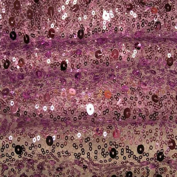 SPRINKLE Two Size Sequin Fabric on Sheer Material ,2- Way Stretch, 52 Inch. In Width, | Home Decor, Dusty Pink / Sample 3x3 Inch
