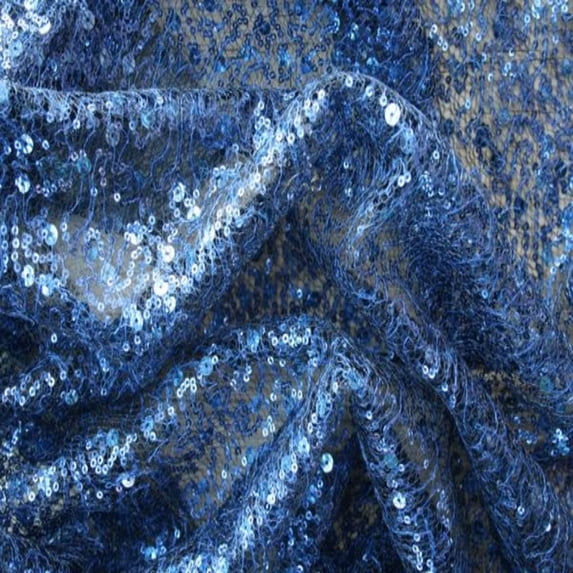 SPRINKLE Two Size Sequin Fabric on Sheer Material ,2- Way Stretch, 52 Inch. In Width, | Home Decor, Navy / Cut by the Yard