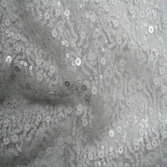 SPRINKLE Two Size Sequin Fabric on Sheer Material ,2- Way Stretch, 52 Inch. In Width, | Home Decor, White / Cut by the Yard