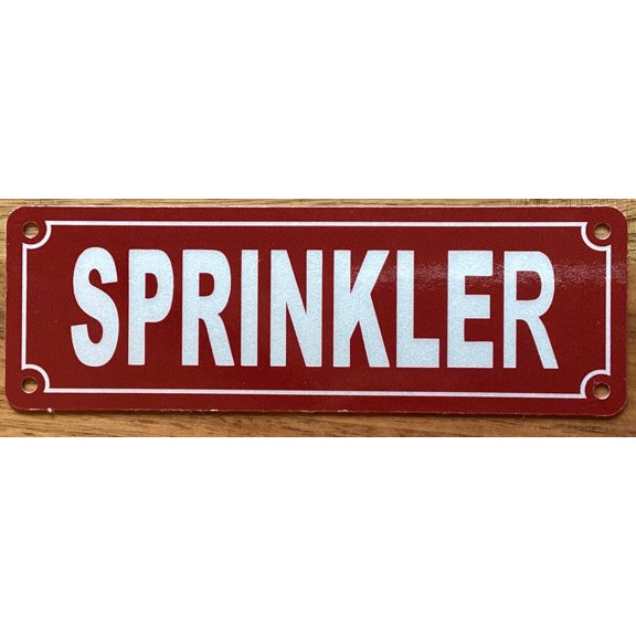 SPRINKLER SIGN (RED BACKROUND,REFLECTIVE, ALUMINIUM-RUST FREE, SIZE 2X6 INCH)