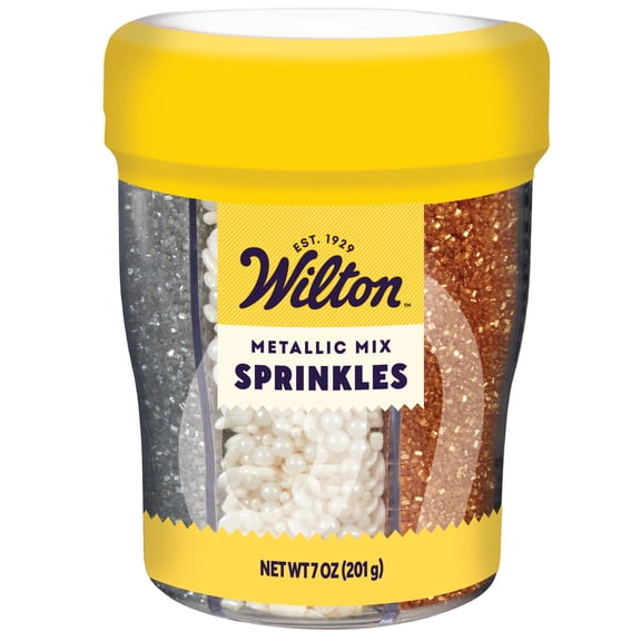 Wilton Metallic Sprinkles Edible Sprinkle Mix Assorted 7 oz. 6-Cell Container Silver Gold Copper