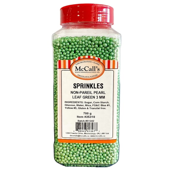 SPRINKLES NON PAREIL PEARL LEAF GREEN LARGE 3mm, 700 G