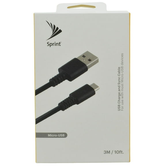SPRINT extra long, USB/Micro USB, Charge and sync Cable, 3M/10FT.