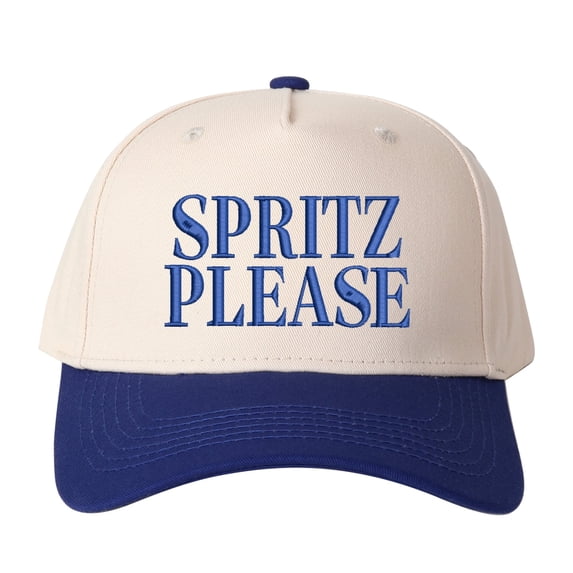 SPRITZ PLEASE Letter Embroidered Color Block Trucker Hat Unisex Adjustable Cotton Breathable Fashion Cap for Travel Daily Wear