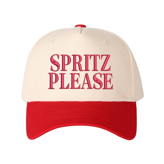 SPRITZ PLEASE Letter Embroidered Color Block Trucker Hat Unisex Adjustable Cotton Breathable Fashion Cap for Travel Daily Wear