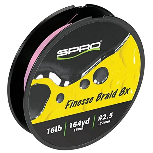 SPRO Fishing SFB8X-16FPK150 Finesse Braid 8X 16Lbs 150M/164Y Flash Pink