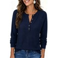 thumbnail image 1 of SPROUTOP Blouses for Women Waffle Knit Long Sleeve Shirts Casual Button Up Henley V Neck Tunic Tops Basic Tees, 1 of 4