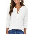 thumbnail image 1 of SPROUTOP Blouses for Women Waffle Knit Long Sleeve Shirts Casual Button Up Henley V Neck Tunic Tops Basic Tees, 1 of 10
