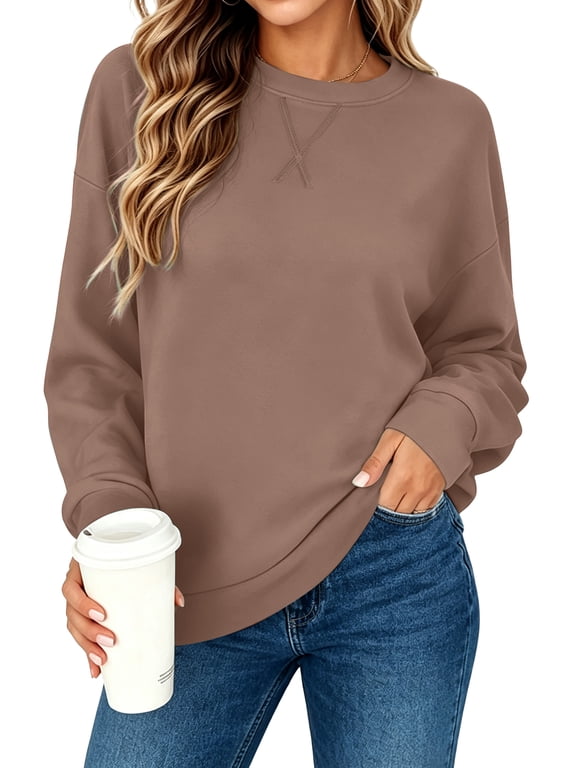 Sweatshirt for Women Long Sleeve Crew Neck Pullover Loose Ladies Winter Tops