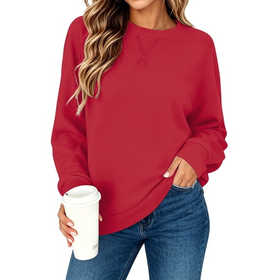 SPROUTOP Sweatshirt for Women Long Sleeve Crew Neck Pullover Loose Ladies Winter Tops