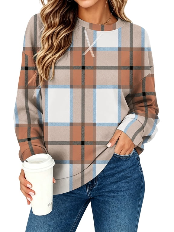 Sweatshirt for Women Long Sleeve Crew Neck Pullover Loose Ladies Winter Tops