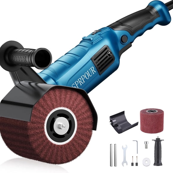 SPRPOUR 1800W Burnishing Polishing Machine, 110V Handheld Electric Stainless Steel Polisher, 8 Variable Speed, 3100RPM for Metal, Stainless Steel, Wood