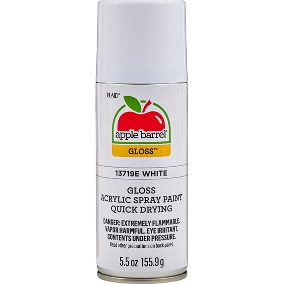 Apple Barrel Quick Drying Acrylic Spray Paint, Gloss Finish, 5.5 oz, White