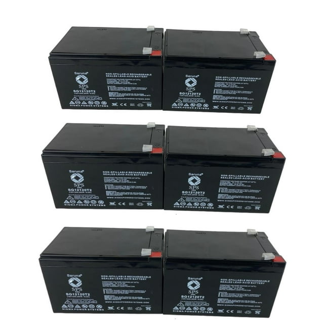 SPS Brand 12V 12Ah Replacement Battery (SG12120T2) for RAZOR SCOOTER E500S (6 Pack)
