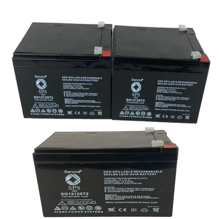 SPS Brand 12V 12Ah Replacement Battery (SG12120T2) for Scooter Panasonic  LC-RA1212P (3 Pack)