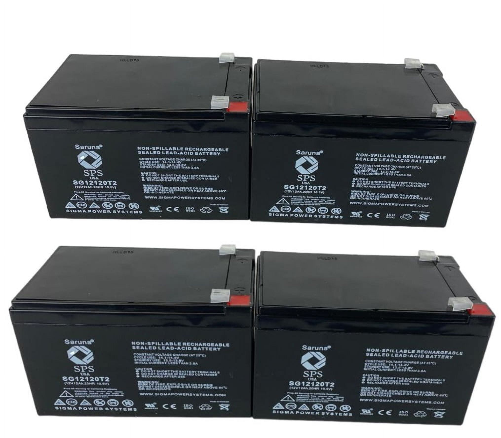 SPS Brand 12V 12Ah Replacement Battery (SG12120T2) for WILDERNESS ENERGY STANDUP ELEC SCOO (4 Pack)