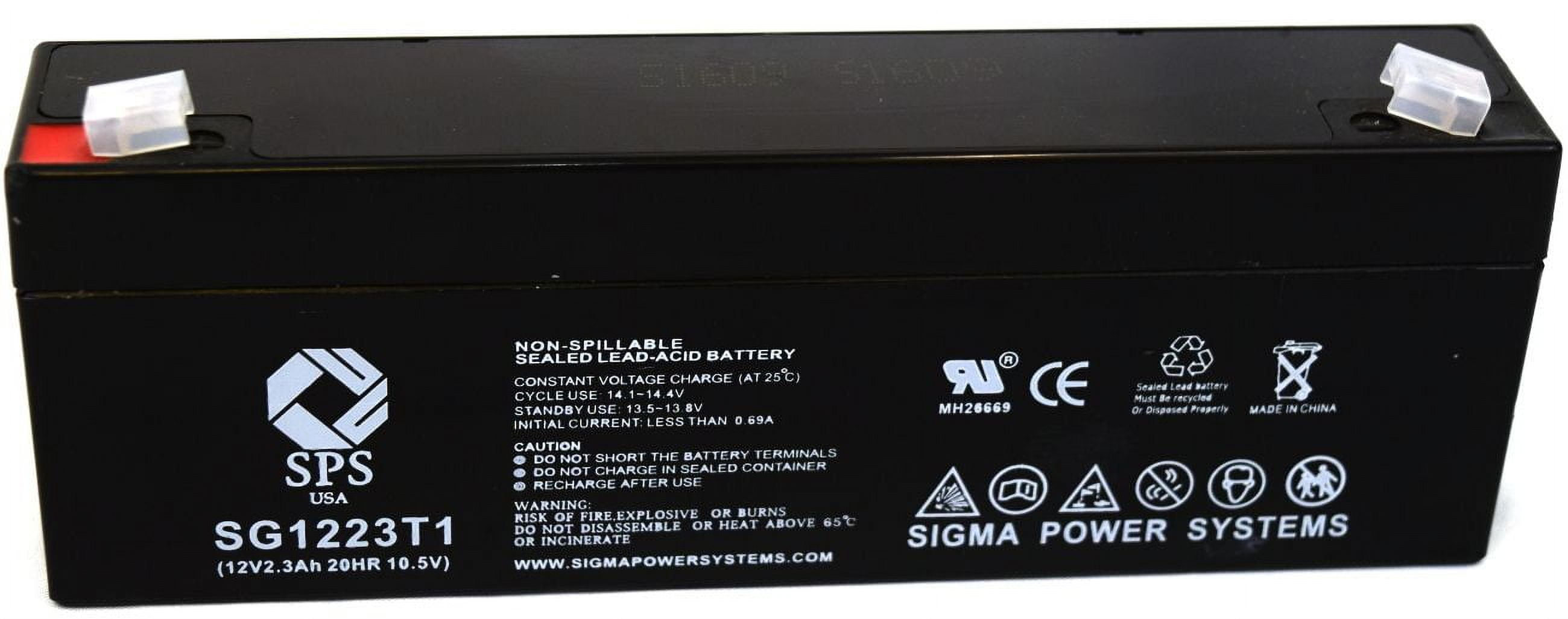 SPS Brand 12V 2.3 Ah Replacement Battery (SG1223T1) for Ivac Medical Systems 3000 KEOFEED (3