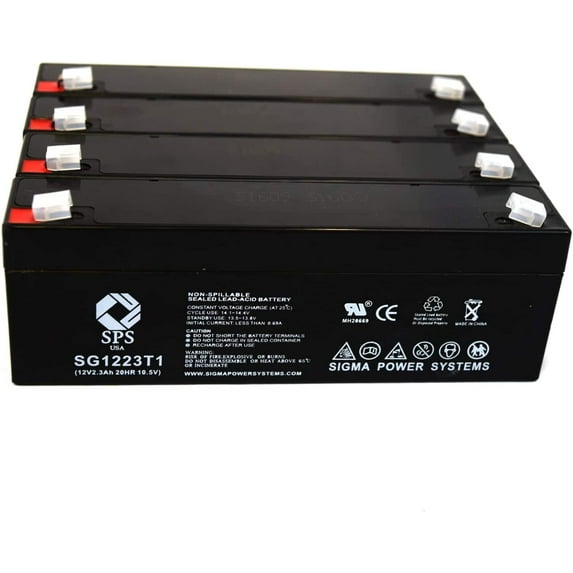 SPS Brand 12V 2.3 Ah Replacement Battery (SG1223T1) for Medical Systems SINGLE CHANNEL EKG (4 Pack)