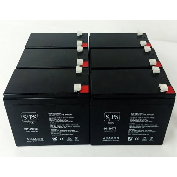 SPS Brand 12V 9Ah Replacement Battery (SG1290T2) for 1500 AVR (Terminal T2) (6 Pack)