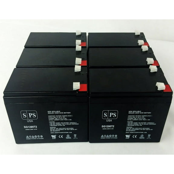 SPS Brand 12V 9Ah Replacement Battery (SG1290T2) for Razor E300S (Terminal T2) (6 Pack)