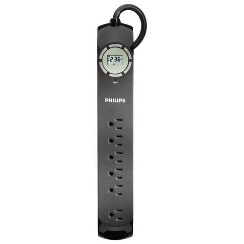 SPS6060A/17 - POWER BAR 6 O/LET 3FT CORD WITH TIMER BLK