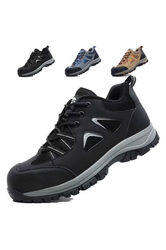 Steel Toe Safety Shoes for Men Women Puncture Resistant Anti Smash Breathable Lightweight Work Sneakers Composite Industrial Footwear Black