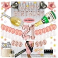 thumbnail image 1 of SPSS INNOVATIVE branded Girl’s 21st Birthday Party Decorations 110 Pcs with Sash, Cake Topper, Confetti, Banner, Mylar, Curtain, Balloons, Rose Gold Party Decorations, 21 Party Supplies, Gift for Her, 1 of 13
