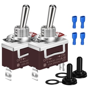 SPST Waterproof Toggle Switch 12V DC 30A 125VAC 20A Marine Heavy Duty 2 Pin ON Off Spade Terminals for Automotive Car Boat -2 Pack