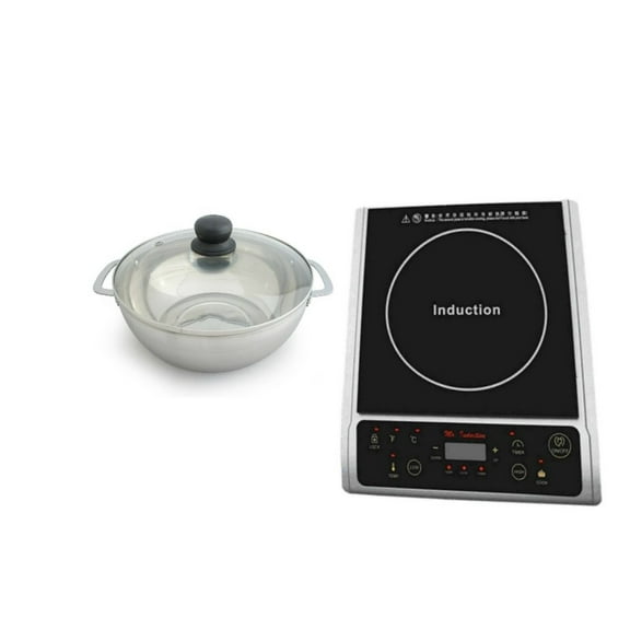 SPT 1300 Watt Silver Induction Cooktop With SPT Glass Lid Pot 3. 5 L