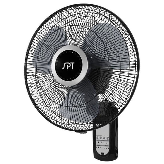 SPT 16 in. Wall Mount Fan with 3 Speeds, Remote Control, Oscillation ...